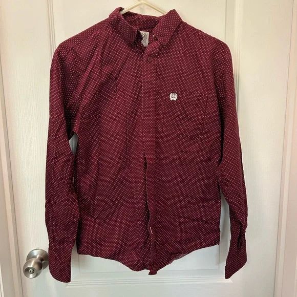 Cinch Maroon Polka Dot Button-Up - Picture 1 of 1